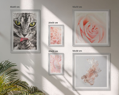 Lot de tableaux encadrés Chats roses aux teintes délicates