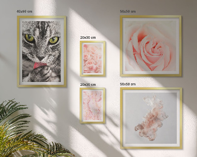 Lot de tableaux encadrés Chats roses aux teintes délicates