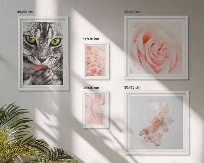 Lot de tableaux encadrés Chats roses aux teintes délicates