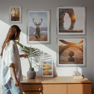 Ensemble de 5 tableaux La nature et les animaux sauvages en harmonie