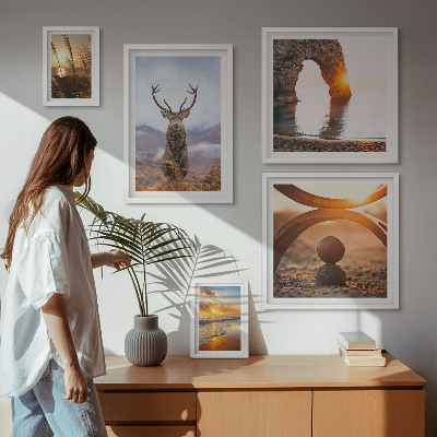 Ensemble de 5 tableaux La nature et les animaux sauvages en harmonie