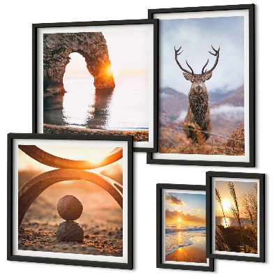 Ensemble de 5 tableaux La nature et les animaux sauvages en harmonie