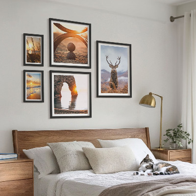 Ensemble de 5 tableaux La nature et les animaux sauvages en harmonie
