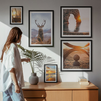 Ensemble de 5 tableaux La nature et les animaux sauvages en harmonie