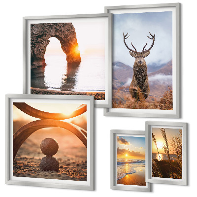 Ensemble de 5 tableaux La nature et les animaux sauvages en harmonie