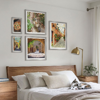 Lot de tableaux encadrés Rues charmantes de plats italiens