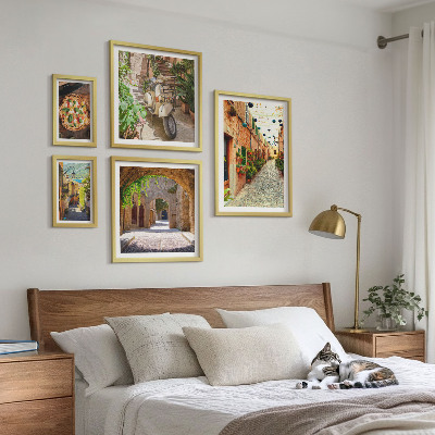 Lot de tableaux encadrés Rues charmantes de plats italiens