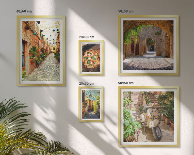 Lot de tableaux encadrés Rues charmantes de plats italiens