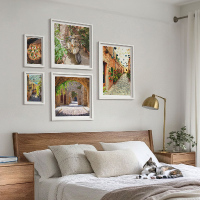Lot de tableaux encadrés Rues charmantes de plats italiens