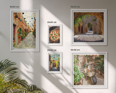 Lot de tableaux encadrés Rues charmantes de plats italiens