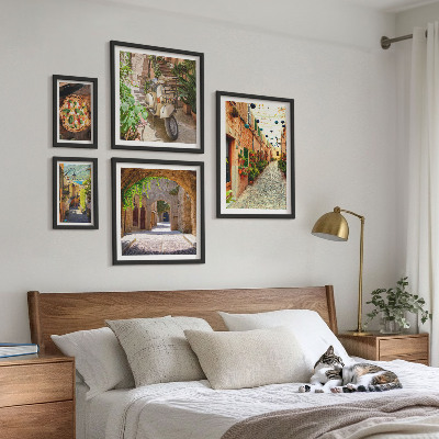 Lot de tableaux encadrés Rues charmantes de plats italiens