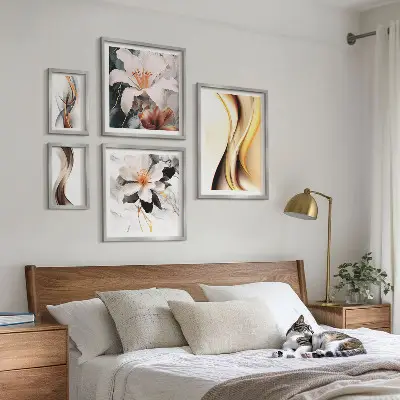 Fleurs abstraites élégantes ensemble de 5 tableaux