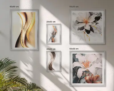 Fleurs abstraites élégantes ensemble de 5 tableaux