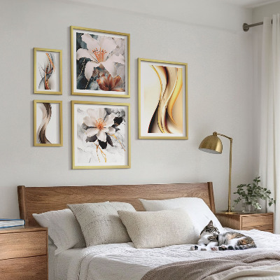 Ensemble de 5 tableaux Fleurs abstraites élégantes