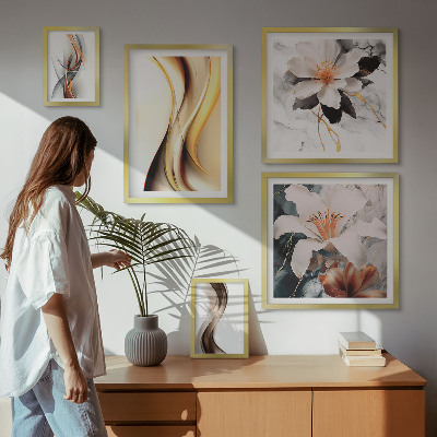 Ensemble de 5 tableaux Fleurs abstraites élégantes