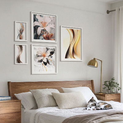 Ensemble de 5 tableaux Fleurs abstraites élégantes