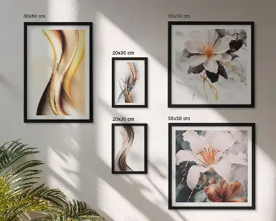 Fleurs abstraites élégantes ensemble de 5 tableaux