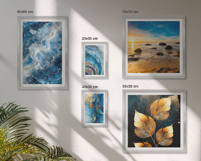 Lot de tableaux encadrés Paysages bleus abstraits