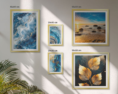 Lot de tableaux encadrés Paysages bleus abstraits