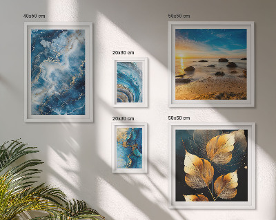 Lot de tableaux encadrés Paysages bleus abstraits