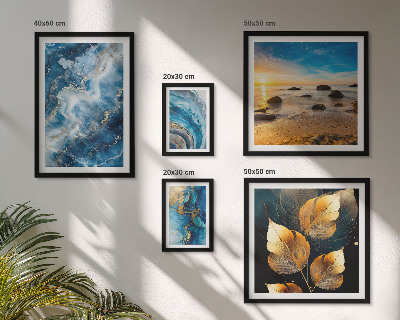 Lot de tableaux encadrés Paysages bleus abstraits