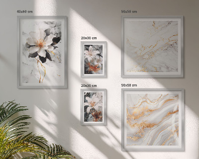 Ensemble de 5 tableaux Élégance du marbre et des fleurs