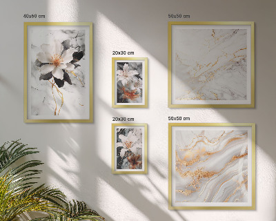Ensemble de 5 tableaux Élégance du marbre et des fleurs