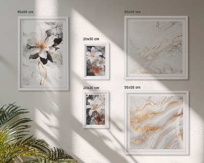 Ensemble de 5 tableaux Élégance du marbre et des fleurs