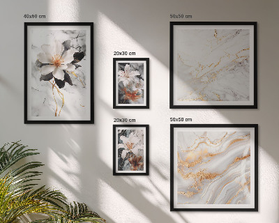 Ensemble de 5 tableaux Élégance du marbre et des fleurs