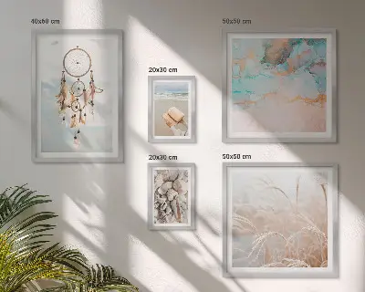Ensemble de 5 tableaux rêves bohèmes sur le thème de la nature et de la plage