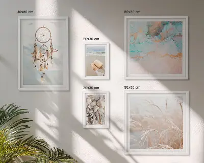 Ensemble de 5 tableaux rêves bohèmes sur le thème de la nature et de la plage