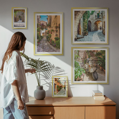 Lot de tableaux encadrés Rues charmantes et fleuries