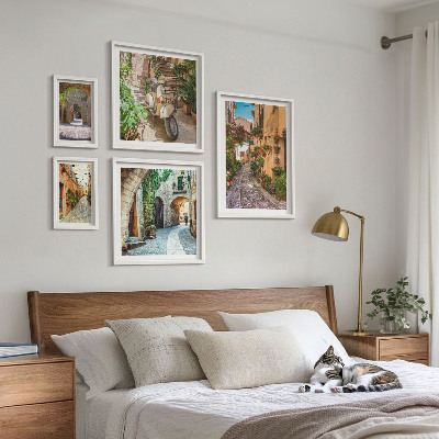 Lot de tableaux encadrés Rues charmantes et fleuries