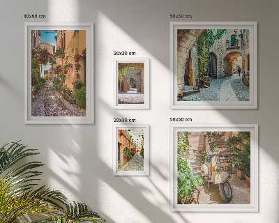Lot de tableaux encadrés Rues charmantes et fleuries