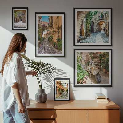 Lot de tableaux encadrés Rues charmantes et fleuries