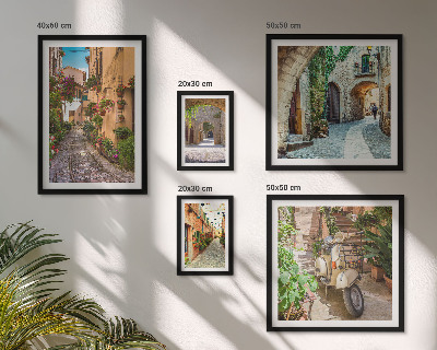 Lot de tableaux encadrés Rues charmantes et fleuries