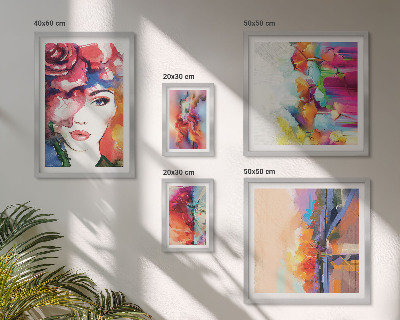 Ensemble de 5 tableaux Portraits abstraits colorés