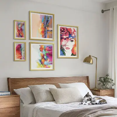 Portraits abstraits colorés ensemble de 5 tableaux