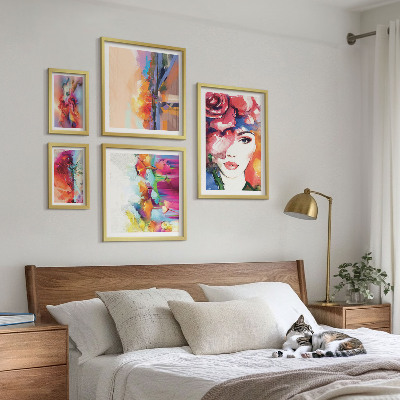 Ensemble de 5 tableaux Portraits abstraits colorés