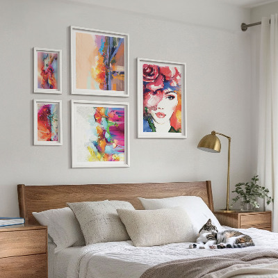 Ensemble de 5 tableaux Portraits abstraits colorés