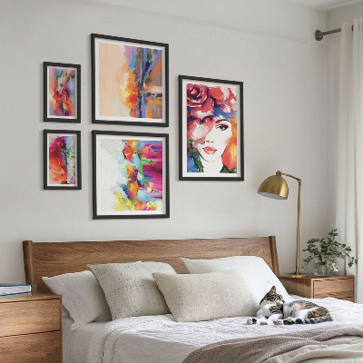 Ensemble de 5 tableaux Portraits abstraits colorés