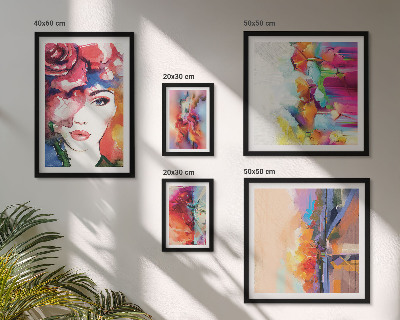 Ensemble de 5 tableaux Portraits abstraits colorés