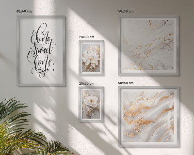 Lot de tableaux encadrés Intérieur en marbre à fleurs élégantes