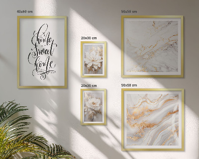 Lot de tableaux encadrés Intérieur en marbre à fleurs élégantes