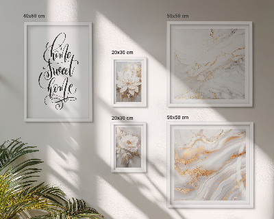 Lot de tableaux encadrés Intérieur en marbre à fleurs élégantes