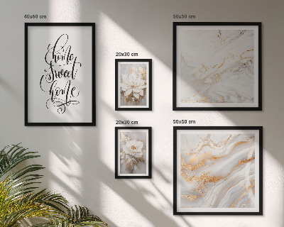 Lot de tableaux encadrés Intérieur en marbre à fleurs élégantes