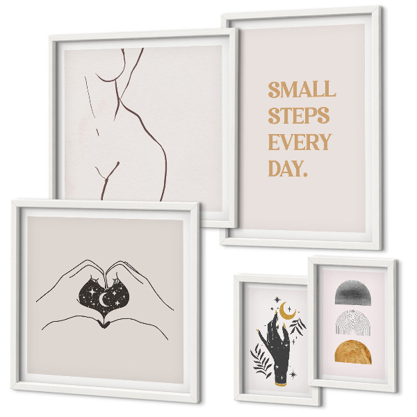 Ensemble de 5 tableaux Motivation, pensée positive, minimalisme
