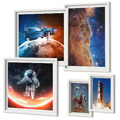Tableaux encadrés Voyages spatiaux dans la galaxie lot de tableaux