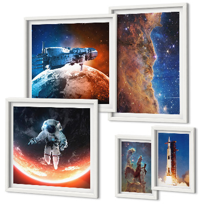 Lot de tableaux encadrés Voyages spatiaux dans la galaxie
