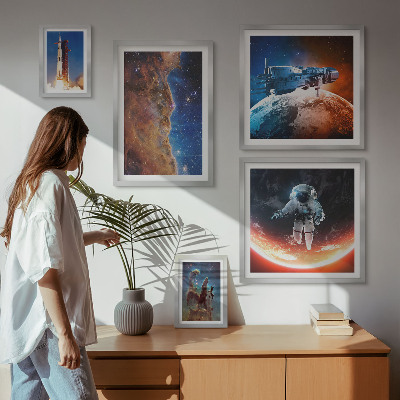 Lot de tableaux encadrés Voyages spatiaux dans la galaxie